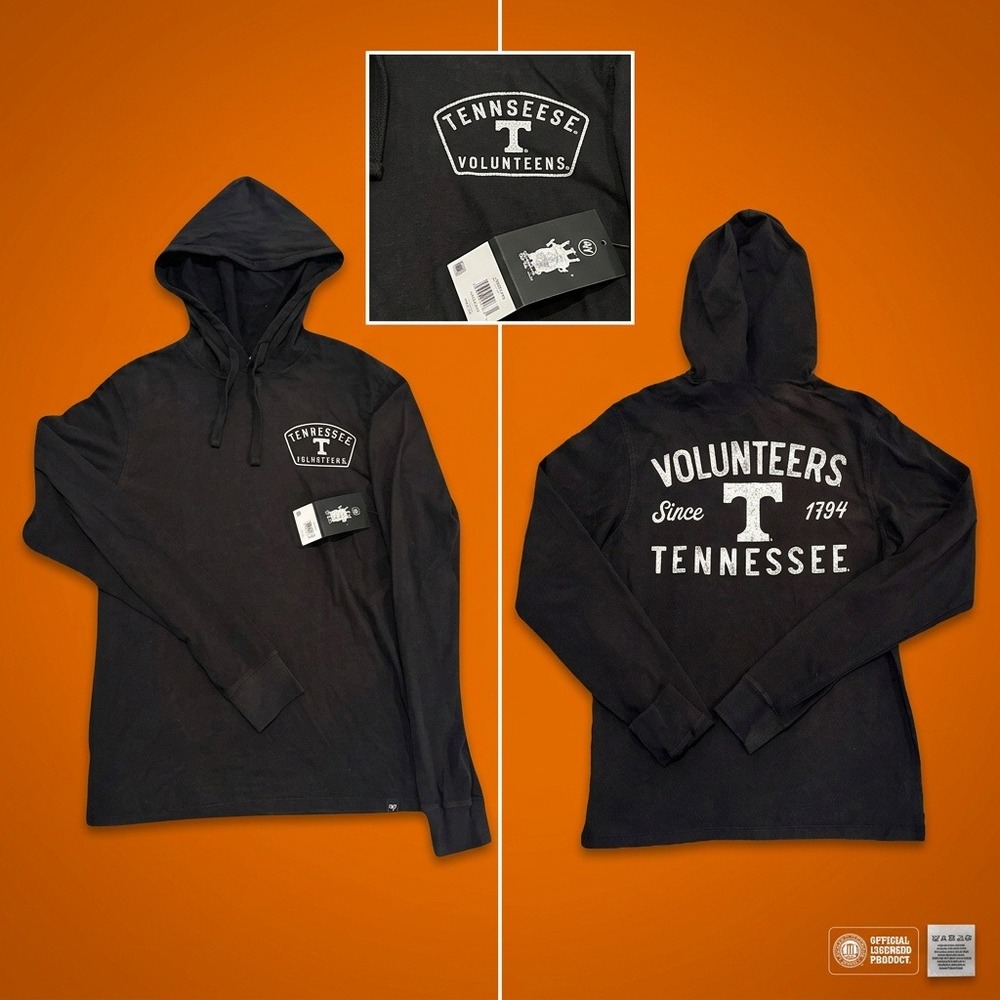 47 Tennessee Volunteers Womens S Black Hooded Long Sleeve Shirt NWT NCAA